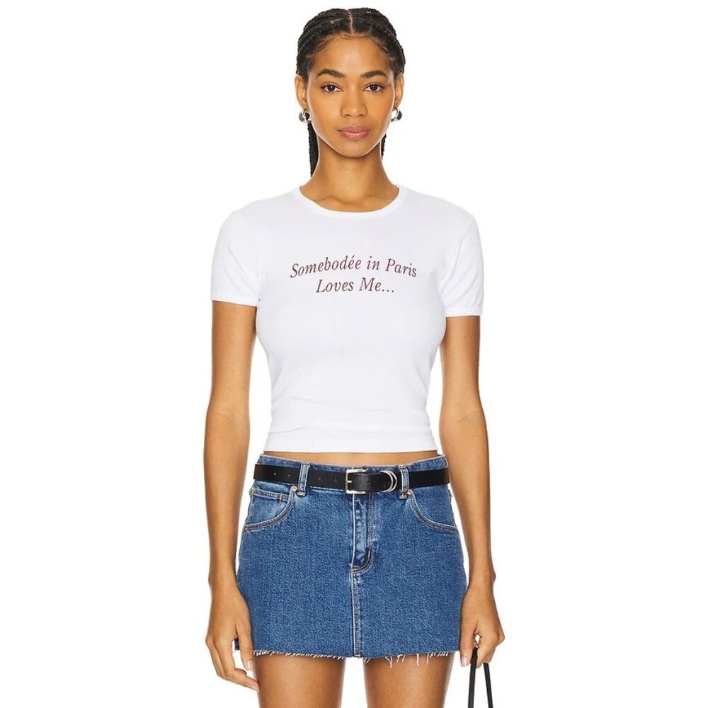 Somebodee Somebodee in Paris Loves Me Tee in White